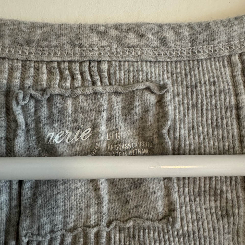 Aerie Ribbed Buttoned Gray Tank Top - Picture 2 of 4